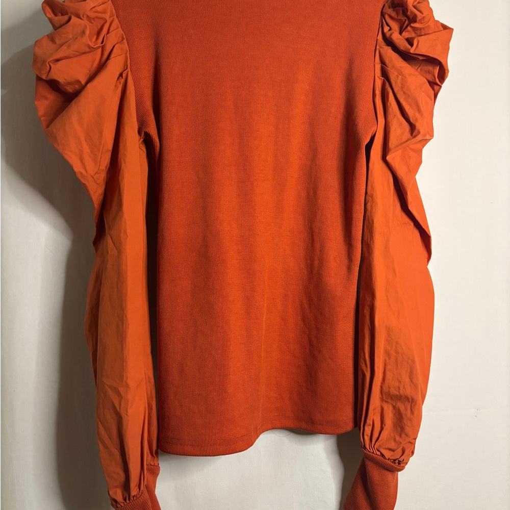 CBR Burnt Orange Ruffle Sleeve Blouse